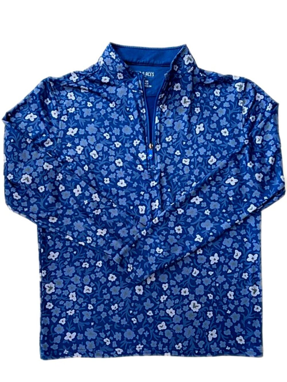 Pins & Aces Golf Men’s Quarter Zip Pullover Blue Floral size Small